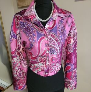 SHEIN Pink Paisley Button Down Shirt